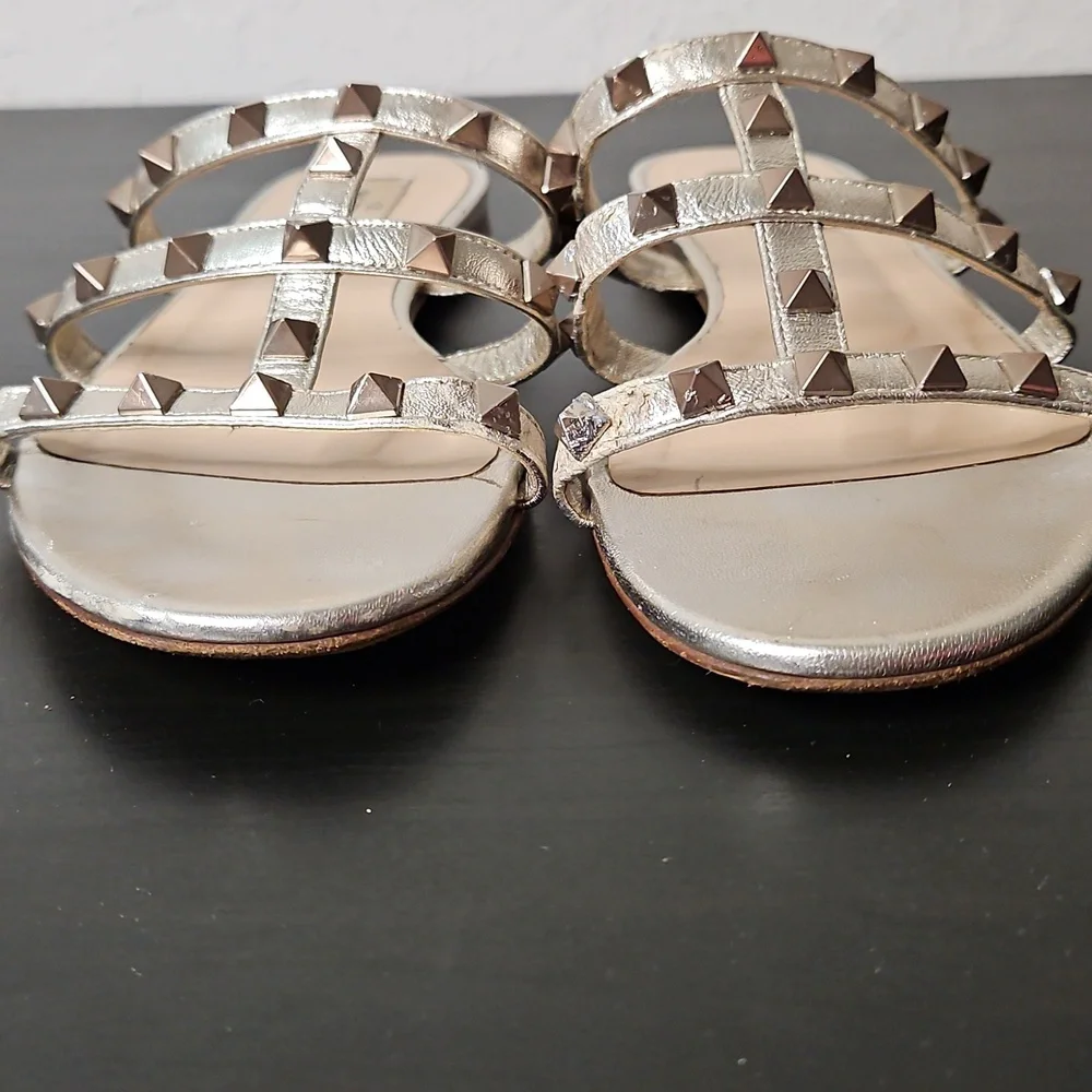 Valentino Garavani Rockstud Slide Sandals, Size 37 1/2 (7.5)
